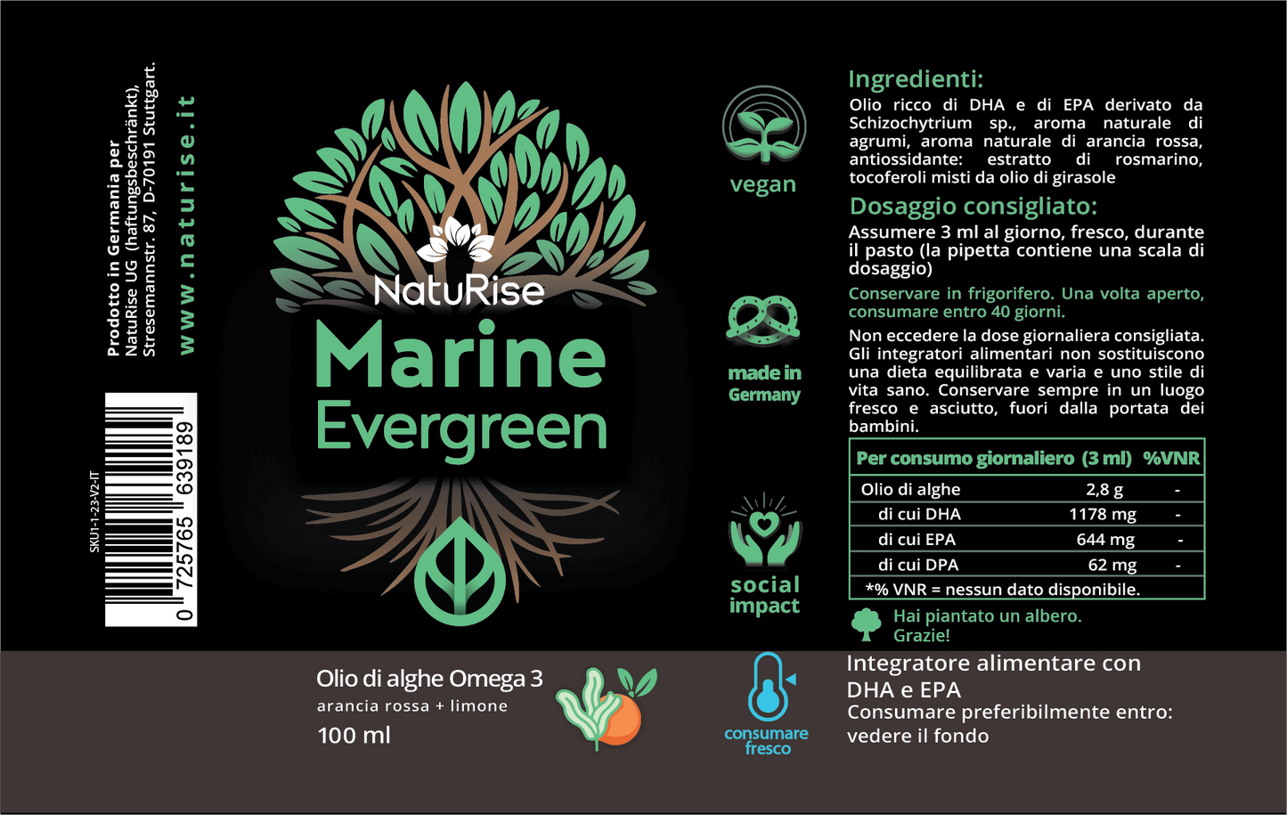 Olio di alghe Omega 3 (100ml)